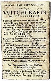 Witchcraft book by Cotton Mather, 1689 Witchcraft book by Cotton Mather, 1689