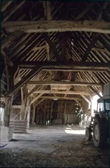 David Johnston Collection: Barn interior at Castle Farm, Amberley, West Sussex