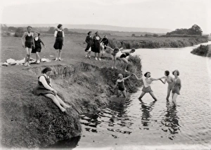 Evacuees bathing at Pulborough, September 1939 Evacuees bathing at Pulborough, September 1939