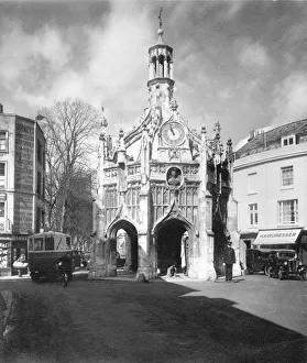 Market Cross, with traffic policeman, at Chichester. 1940s Market Cross, with traffic policeman, at Chichester. 1940s