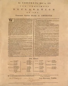 Print of the 1777 Declaration of Independency with Congressional Members