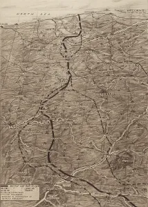 World War 1 Maps Prints: World War 1. Map of the Western Front during the German Spring Offensive of 1918