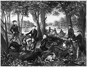 (1732-1799). First President of the United States. Washington and Friends After a Days Hunt in Virginia (1732-1799). First President of the United States. Washington and Friends After a Days Hunt in Virginia