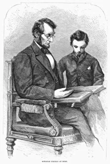 Images Dated 21st February 2008: (1809-1865). 16th President of the United States. Lincoln at home with his son Thomas Todd (Tad)