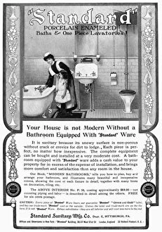 Porcelain Collection: ADS: BATHROOM, 1905. Advertisement for Standard porcelain enameled baths and one-piece lavatories