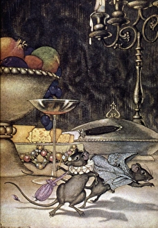 AESOP: TOWN AND COUNTRY The Town Mouse and the Country Mouse. Watercolor by Milo Winter AESOP: TOWN AND COUNTRY The Town Mouse and the Country Mouse. Watercolor by Milo Winter