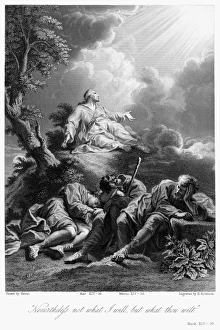 THE AGONY IN THE GARDEN. Steel engraving after the painting by Jean Restout (1692-1768) THE AGONY IN THE GARDEN. Steel engraving after the painting by Jean Restout (1692-1768)