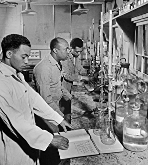 ALABAMA: LABORATORY, 1942. Paul Imes, Samuel Watkins, and George Richardson, laboratory ALABAMA: LABORATORY, 1942. Paul Imes, Samuel Watkins, and George Richardson, laboratory