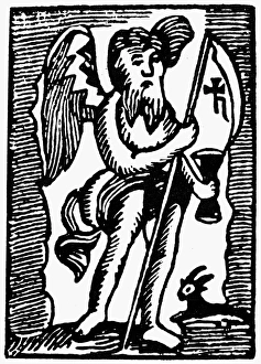 ALLEGORY OF SATURN. Personification of the planet Saturn. Woodcut, German(?), n.d ALLEGORY OF SATURN. Personification of the planet Saturn. Woodcut, German(?), n.d