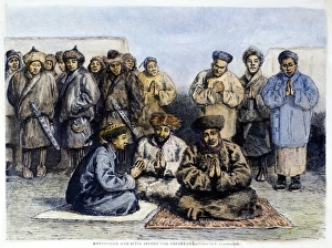 An ambassador from the Chinese emperor, seated at left, seeks an audience with the Dalai An ambassador from the Chinese emperor, seated at left, seeks an audience with the Dalai