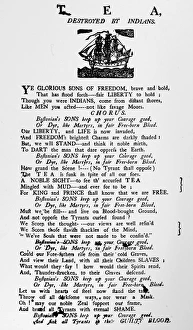 American broadside with verses about the Boston Tea Party, c1773 American broadside with verses about the Boston Tea Party, c1773
