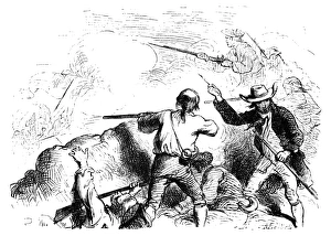 American soldiers open fire from the redoubt on Breeds Hill in the Battle of Bunker Hill American soldiers open fire from the redoubt on Breeds Hill in the Battle of Bunker Hill