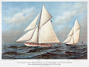AMERICA'S CUP, 1883. The American winner, Vigilant with the British challenger Valkyrie in the eighth international AMERICA'S CUP, 1883. The American winner, Vigilant with the British challenger Valkyrie in the eighth international