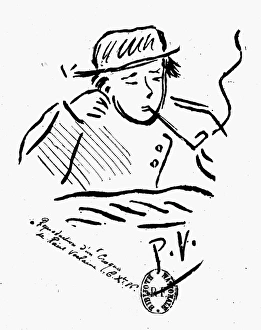 ARTHUR RIMBAUD (1854-1891). French poet. Drawing, 19th century, by Paul Verlaine ARTHUR RIMBAUD (1854-1891). French poet. Drawing, 19th century, by Paul Verlaine