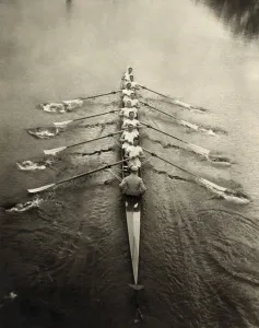 Print of The Cambridge Rowing Team on a River