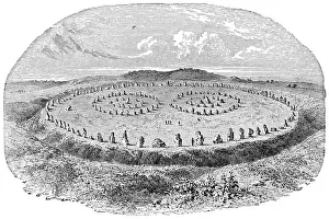 AVEBURY CIRCLE. The Druidical circle of ruins at Avebury, Wiltshire, England. Wood engraving, 19th century AVEBURY CIRCLE. The Druidical circle of ruins at Avebury, Wiltshire, England. Wood engraving, 19th century