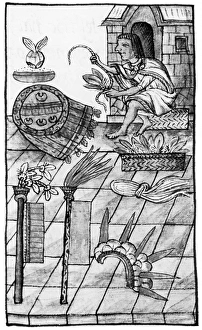 AZTEC CRAFTSMAN. An Aztec craftsman in his workshop. Drawing from the Codex Florentino AZTEC CRAFTSMAN. An Aztec craftsman in his workshop. Drawing from the Codex Florentino