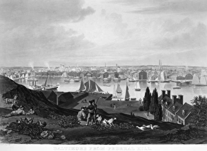 BALTIMORE, MARYLAND, 1831. Baltimore from Federal Hill. Aquatint, 1831, by W.J. Bennett BALTIMORE, MARYLAND, 1831. Baltimore from Federal Hill. Aquatint, 1831, by W.J. Bennett