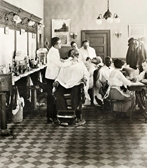 BARBER SHOP, 1920. American barber shop BARBER SHOP, 1920. American barber shop
