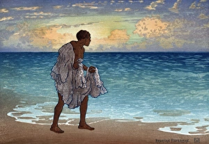 BARTLETT: FISHERMAN. 'Hawaiian Fisherman.' Woodcut, Charles William Bartlett, 1920 BARTLETT: FISHERMAN. 'Hawaiian Fisherman.' Woodcut, Charles William Bartlett, 1920