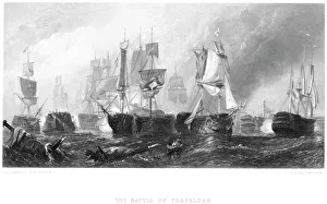 BATTLE OF TRAFALGAR, 1805. 21 October 1805. Steel engraving, 19th century BATTLE OF TRAFALGAR, 1805. 21 October 1805. Steel engraving, 19th century