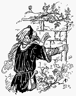 BEAUTY AND THE BEAST, 1920. Woodcut by M. Bowley, c1920 BEAUTY AND THE BEAST, 1920. Woodcut by M. Bowley, c1920