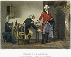 Benedict Arnold persuading Major John Andre to conceal the plans of West Point in his Benedict Arnold persuading Major John Andre to conceal the plans of West Point in his