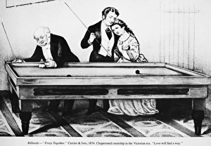 BILLIARDS, 1874. Froze Together. Lithograph, 1874, by Currier & Ives BILLIARDS, 1874. Froze Together. Lithograph, 1874, by Currier & Ives