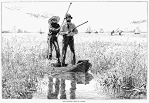 BIRD SHOOTING, 1884. Hunting on the Delaware River BIRD SHOOTING, 1884. Hunting on the Delaware River