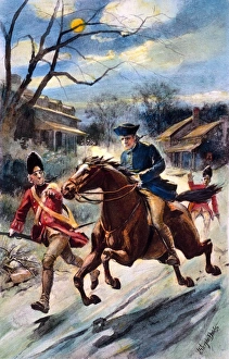 From Boston to Lexington, April 18, 1775. American engraving after an illustration by From Boston to Lexington, April 18, 1775. American engraving after an illustration by