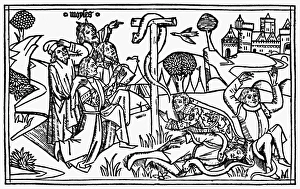 BRAZEN SERPENT. Israelites bitten by fiery serpents are saved when they look upon BRAZEN SERPENT. Israelites bitten by fiery serpents are saved when they look upon