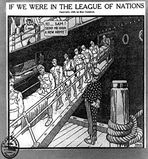 CARTOON: LEAGUE OF NATIONS. If we were in the League of Nations. American cartoon CARTOON: LEAGUE OF NATIONS. If we were in the League of Nations. American cartoon