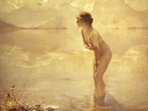 CHABAS: SEPTEMBER MORN. Oil on canvas by Paul Chabas, 20th century CHABAS: SEPTEMBER MORN. Oil on canvas by Paul Chabas, 20th century