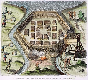 Exploration Of North America Prints: CHAMPLAIN: NATIVE AMERICAN FORT