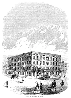 CHARLESTON: HOTEL, 1857. The Pavilion Hotel, Charleston, South Carolina. Wood engraving CHARLESTON: HOTEL, 1857. The Pavilion Hotel, Charleston, South Carolina. Wood engraving