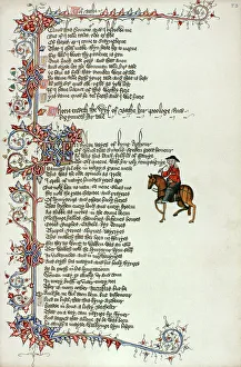 CHAUCER: CANTERBURY TALES. The Wife of Bath. A page from a facsimile of the Ellesmere manuscript of Geoffrey Chaucers CHAUCER: CANTERBURY TALES. The Wife of Bath. A page from a facsimile of the Ellesmere manuscript of Geoffrey Chaucers
