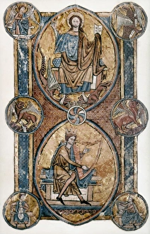 Christ and His Ancestor David. Psalter illumination, English, c1240