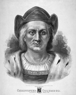 CHRISTOPHER COLUMBUS (1451-1506). Italian navigator. Lithograph by Currier and Ives CHRISTOPHER COLUMBUS (1451-1506). Italian navigator. Lithograph by Currier and Ives