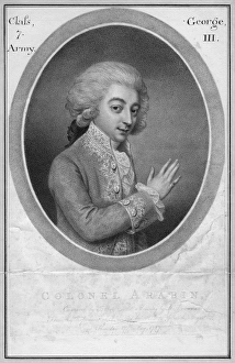 COLONEL ARABIN, 1787. Portrait of a man, possibly William John Arabin. Stipple engraving COLONEL ARABIN, 1787. Portrait of a man, possibly William John Arabin. Stipple engraving