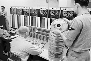 COMPUTERS, 1962. Computers and data stored on reels, at the Offut Air Force Base in COMPUTERS, 1962. Computers and data stored on reels, at the Offut Air Force Base in