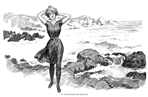 Of course there are mermaids. Pen-and-ink drawing, by Charles Dana Gibson (1867-1944)