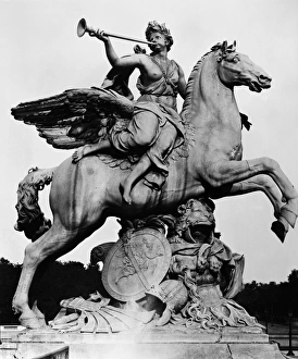 COYSEVOX: FAME AND PEGASUS. Fame Riding Pegasus. Sculpture in the Tuilerie Gardens in COYSEVOX: FAME AND PEGASUS. Fame Riding Pegasus. Sculpture in the Tuilerie Gardens in