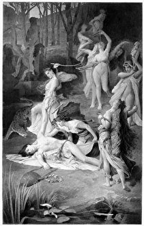DEATH OF ORPHEUS. Orpheus and the Bacchantes. Oil on canvas by Emile Levy (1826-1890) DEATH OF ORPHEUS. Orpheus and the Bacchantes. Oil on canvas by Emile Levy (1826-1890)