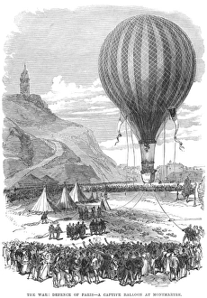 Defense of Paris: a captive balloon at Montmartre used for observation by Prussian forces Defense of Paris: a captive balloon at Montmartre used for observation by Prussian forces