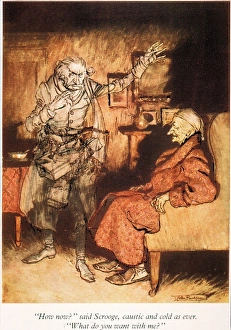Charles Dickens Prints: Arthur Rackham Print of Marleys Ghost appears to Scrooge