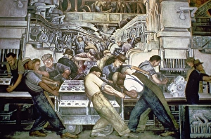 Detail of Diego Riveras mural at the Detroit Institute of Arts depicting the American automobile industry, 1932-33 Detail of Diego Riveras mural at the Detroit Institute of Arts depicting the American automobile industry, 1932-33