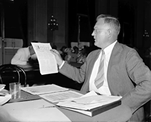 DIES COMMITTEE, 1938. Earl Martin, a Brooklyn professor, shows members of the House DIES COMMITTEE, 1938. Earl Martin, a Brooklyn professor, shows members of the House