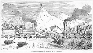 Print of the Promontory Point Railroad Meeting, 1869