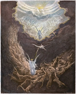 19th Century Woodcuts Prints: DOR├ë: LAST JUDGMENT. The last judgment (Revelation 20: 12)