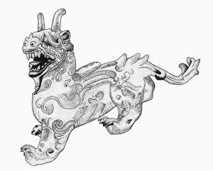 ChineseArt Collection: Drawing after a Chinese bronze sculpture, from the Han Dynasty (206 B. C. - 220 A. D. )